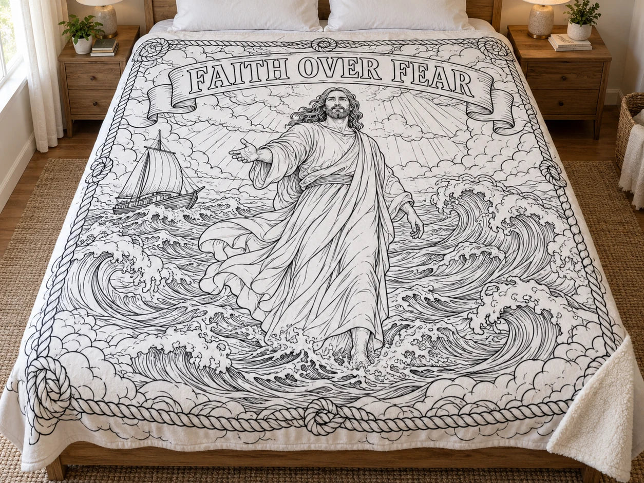 Faith Over Fear — uncolored blanket