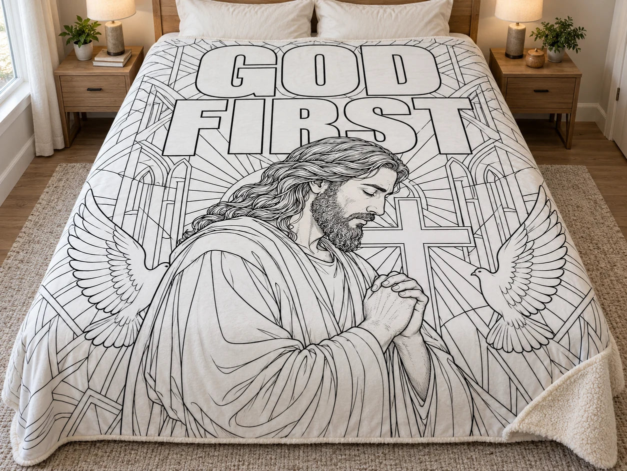 God First — uncolored blanket