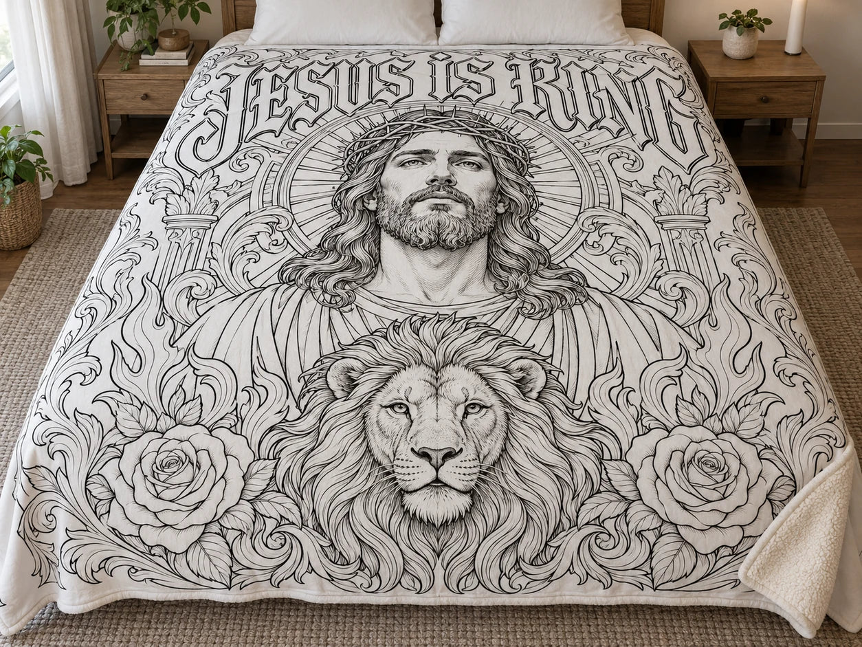 Jesus Is King — uncolored blanket