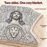 Two sides: smooth coloring face, plush sherpa reverse, neatly bound edge