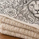 Close view of curly high-pile sherpa and stitching