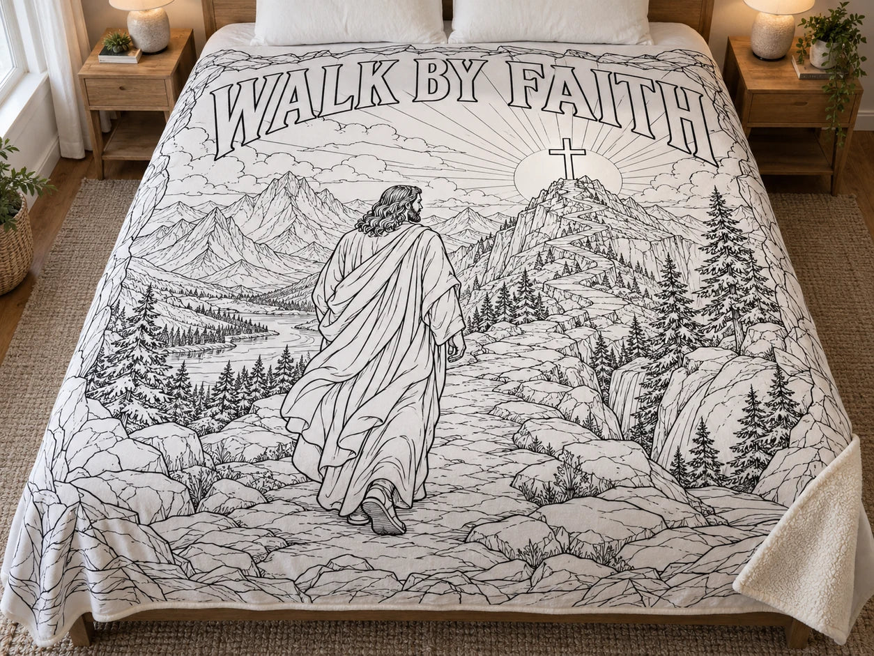 Walk by Faith — uncolored blanket